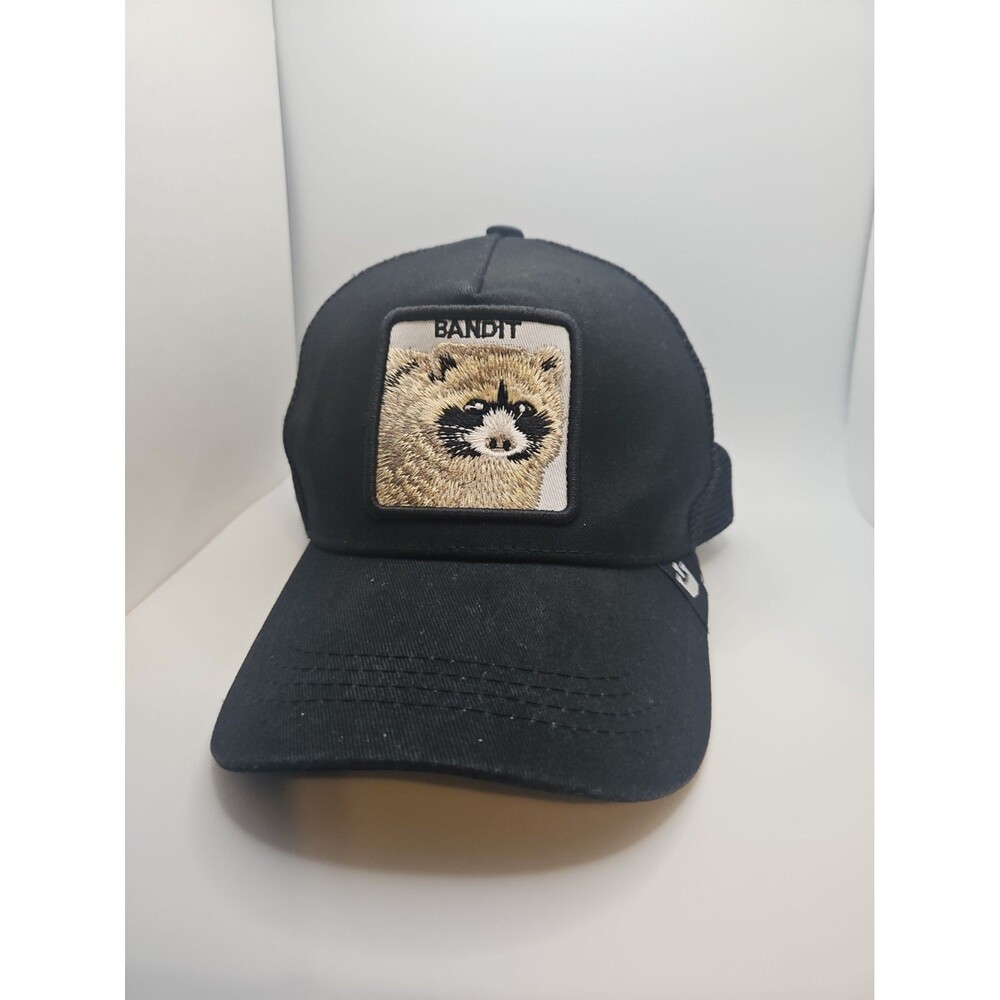 Goorin Bros The Farm Bandit Raccoon Black Trucker Hat Snapback Cap